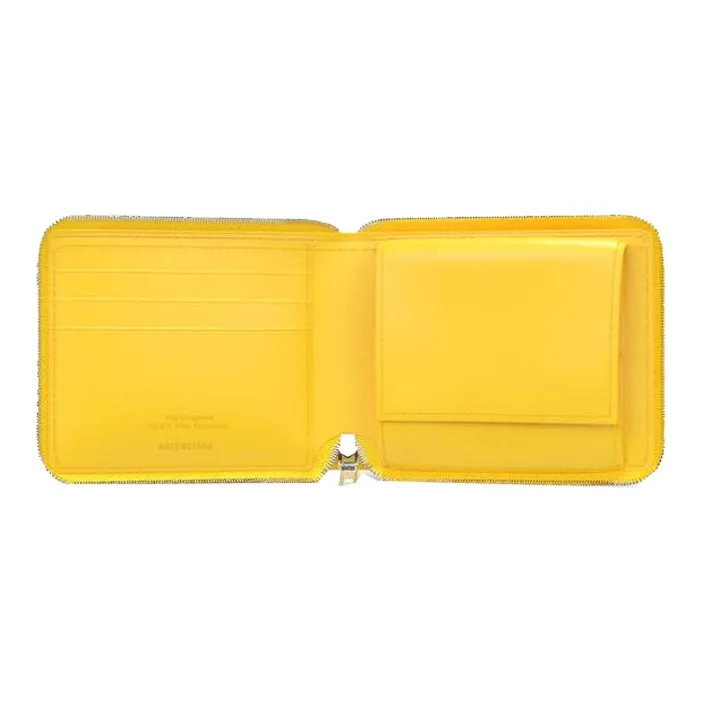 Balenciaga Cow Leather Coin Purse Men's Yellow-3