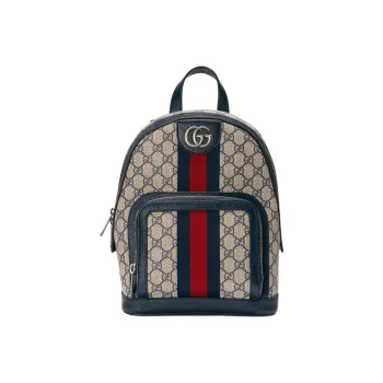 GUCCI Ophidia Canvas With Leather Backpack Small Size Unisex Blue/Beige