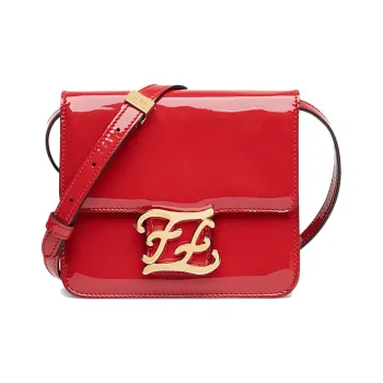 FENDI Smooth Patent Leather Shoulder Bag Crossbody Bag Women's Red