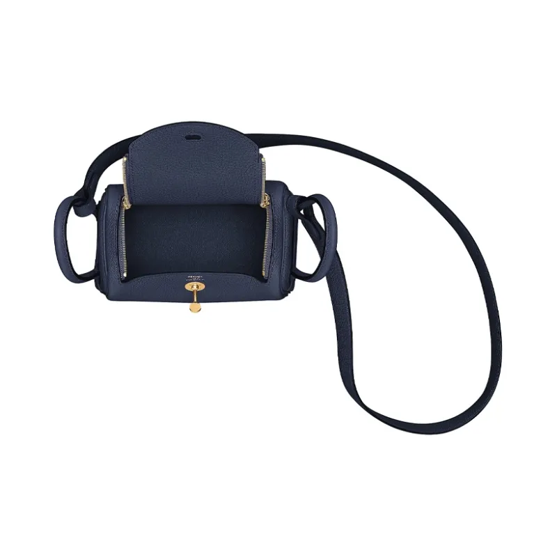 HERMES Cow Leather Portable Crossbody Bag, Shoulder Bag Mini Women's 2Z Bleu Nuit Midnight Blue-2