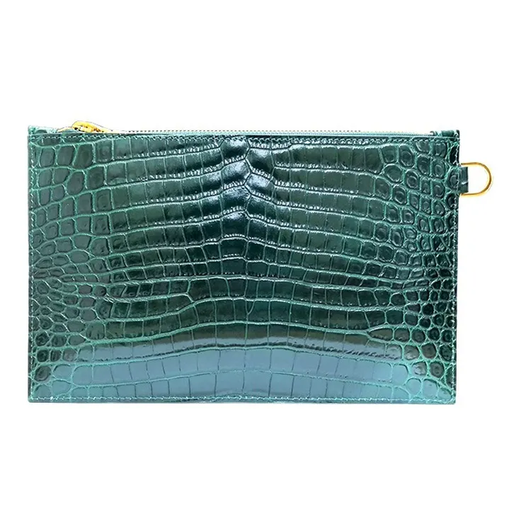 VERSACE Cow Leather Clutch Trumpets Men's Bright Green-2