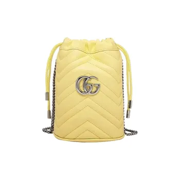 GUCCI Marmont Leather Bucket Bags Shoulder Bag Crossbody Bag Mini Women's Yellow