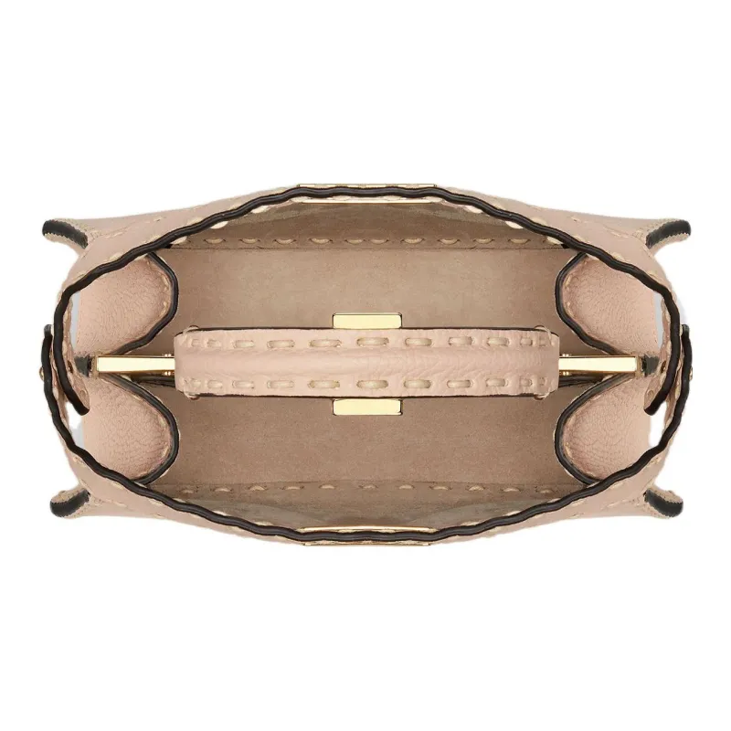 FENDI Peekaboo ISeeU Cow Leather Shoulder Bag, Crossbody Bag, Handbag Small Size Women's Pink-3