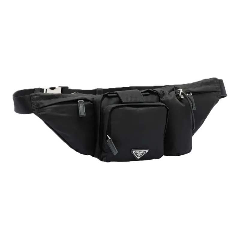 PRADA Nylon Fabric Fanny Pack Sling Bags Unisex Black-1