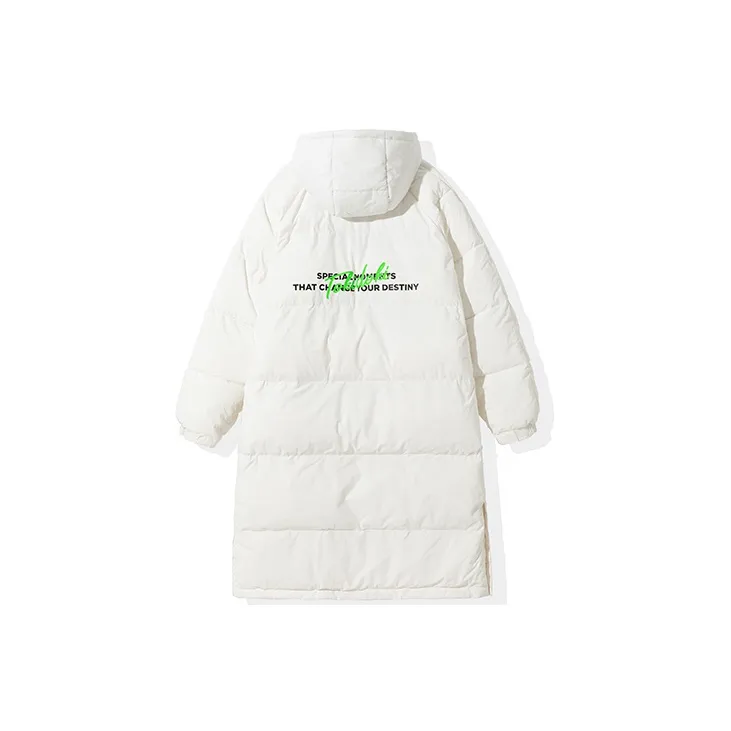 Tokidoki Letter Geometric Pattern Hooded Loose Fit Thickened Long Puffer Jacket Unisex-6