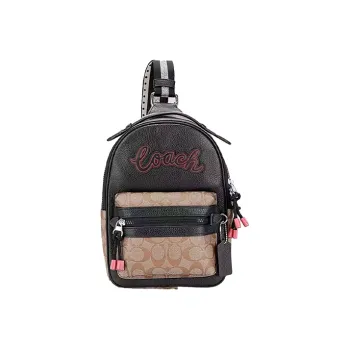 COACH Graham Canvas Artificial Leather Crossbody Bag Medium Size Women's Black & Multicolor