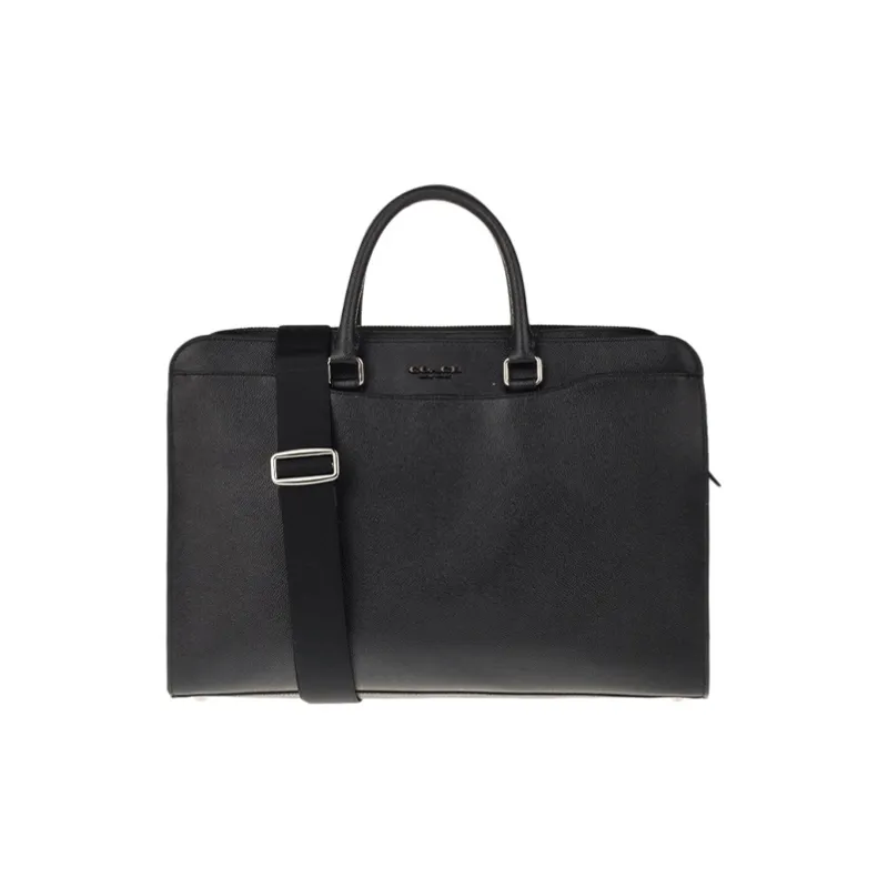 COACH Beckett Leather Briefcase Laptop Bag One Shoulder Handbag Large Size Men's Black-0