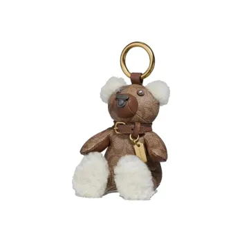 COACH Leather Plush Bear Charm Bag Merchandise Unisex Brown
