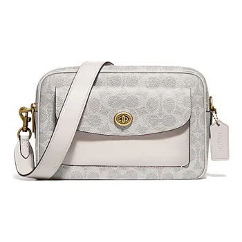 COACH Cassie Canvas With Leather Messenger Bag Camera Bag Shoulder Bag Crossbody Bag Medium Size Women's White