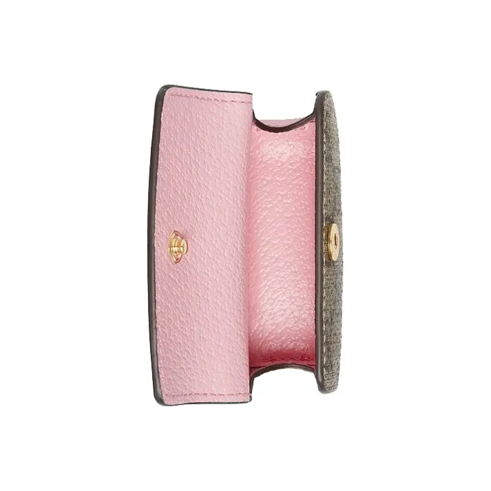 GUCCI Canvas With Leather Lipstick Case Clutch Women's Ebony Pink-3