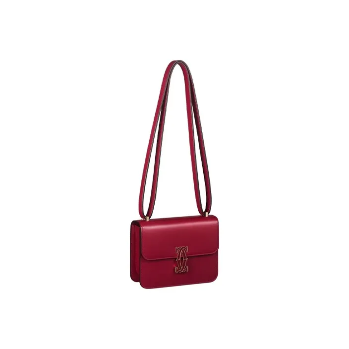 CARTIER Double C Cow Leather Nano Shoulder Bag, Crossbody Bag Women's Cherry Red-1
