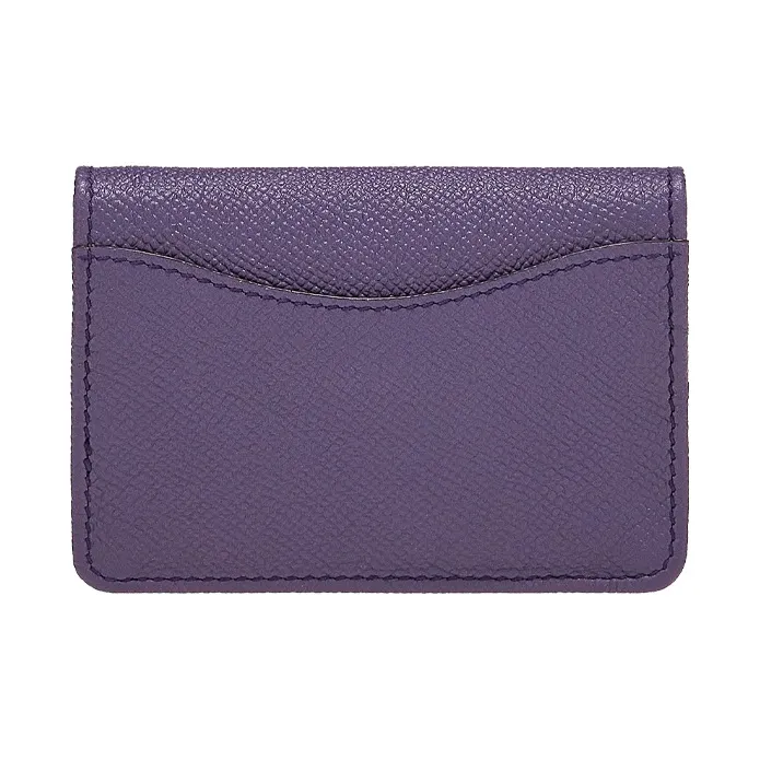 FERRAGAMO GANCINI Hammered Texture Cow Leather Business Card Holder Women's Purple-2