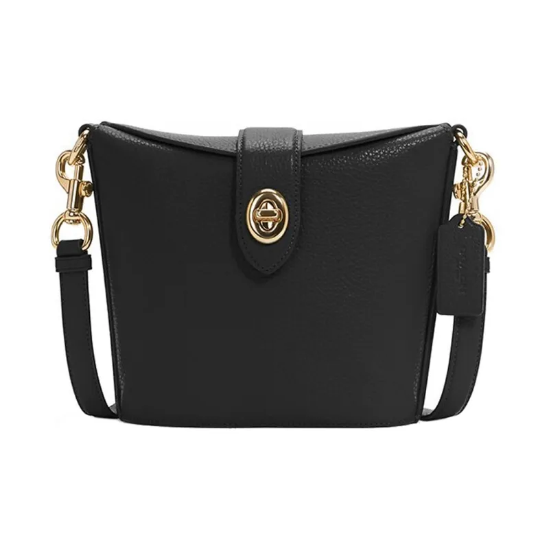 COACH Addie Grain Leather Box Bag, French Fries Bag, Shoulder Bag, Crossbody Bag Women's Black-0