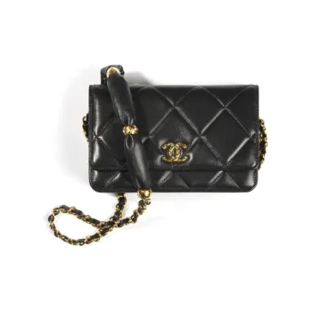 CHANEL WOC Polished Lambskin Wallet, Shoulder Bag, Crossbody Bag Women's Black