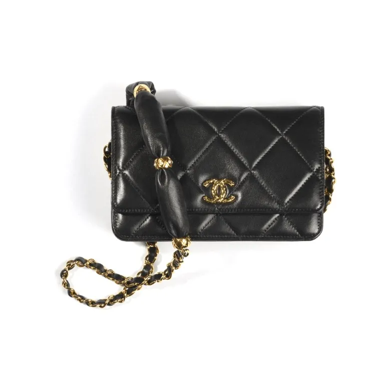 CHANEL WOC Polished Lambskin Wallet, Shoulder Bag, Crossbody Bag Women's Black-0