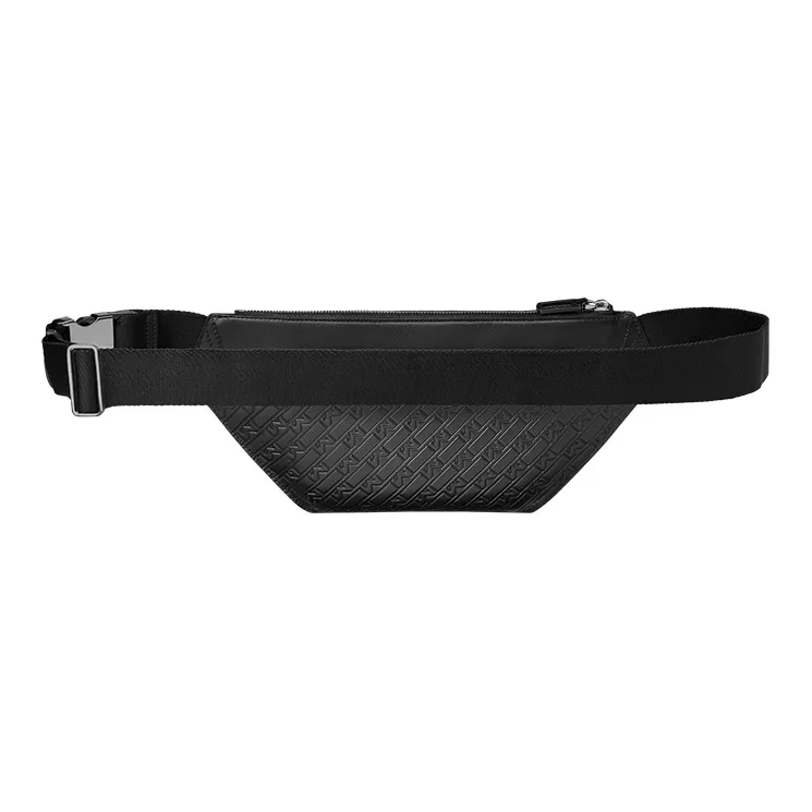 MONTBLANC All Black Leather Fanny Pack Men's Black-1