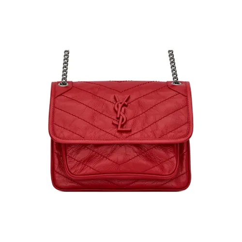 SAINT LAURENT Niki Leather Hobo Bag, Crossbody Bag, Shoulder Bag Women's Cupid Red