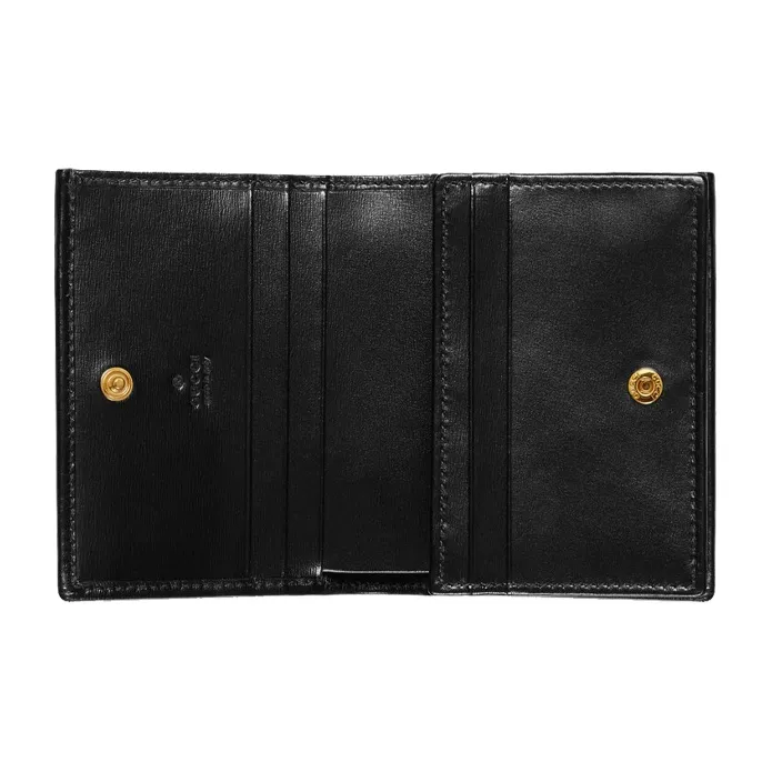 GUCCI Leather Card Holder, Wallet Regular Women's Black-5
