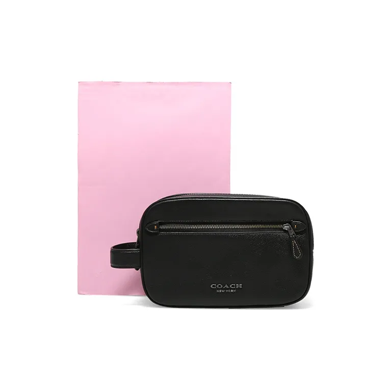 COACH Leather Clutch Men's Black-4