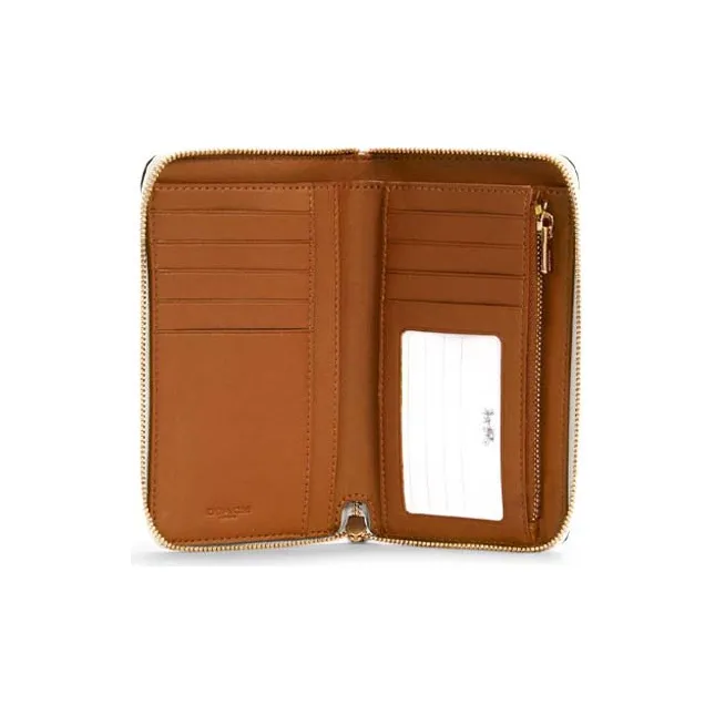 COACH Zip Around Leather Circumferential Zip Closure Wallet Card Holder Medium Size Women's Pure White-4