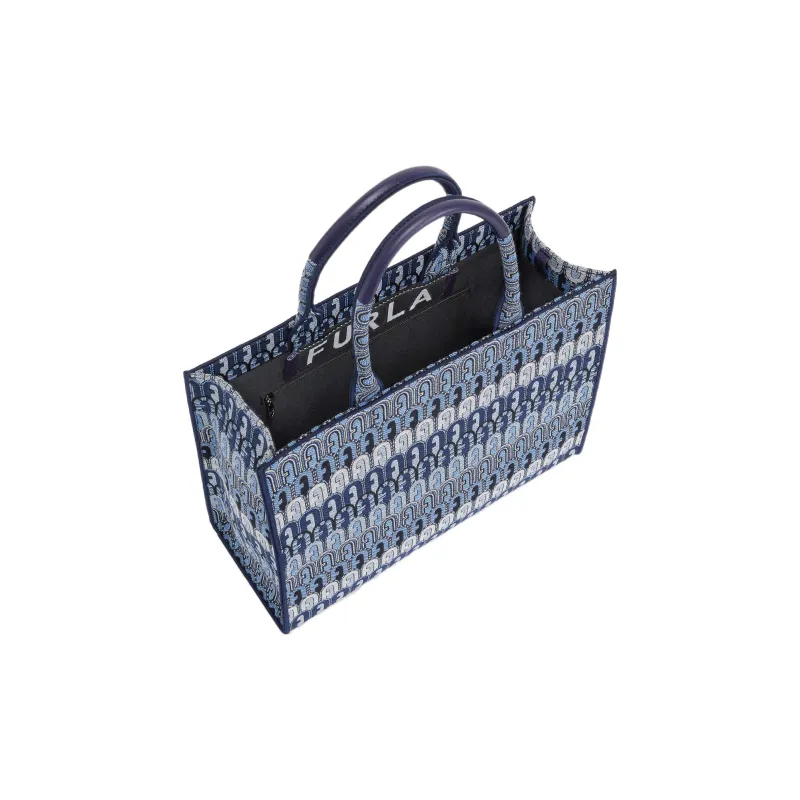 Furla Fabric Fabric Tote Bag Shopping Bag Handbag Shoulder Bag Large Size Women's Denim Blue Shades-2
