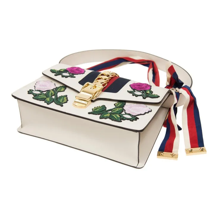 GUCCI Sylvie Cow Leather Crossbody Handbag Shoulder Bag Women's White-3