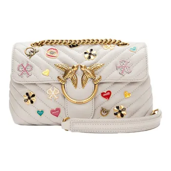 PINKO Cow Leather Bird Bag Swan Bag Crossbody Bag Shoulder Bag Women's Beige