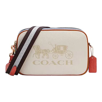 COACH Jes Leather Camera Bag Shoulder Bag Crossbody Bag Medium Size Women's White Blue Orange