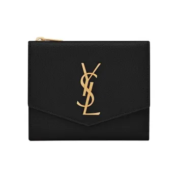 SAINT LAURENT UPTOWN Leather Wallet Small Size Women's Black