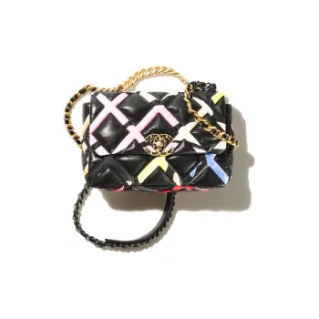 CHANEL 22SS Lambskin Shoulder Bag, Crossbody Bag, Handbag Women's Black And Multicolor