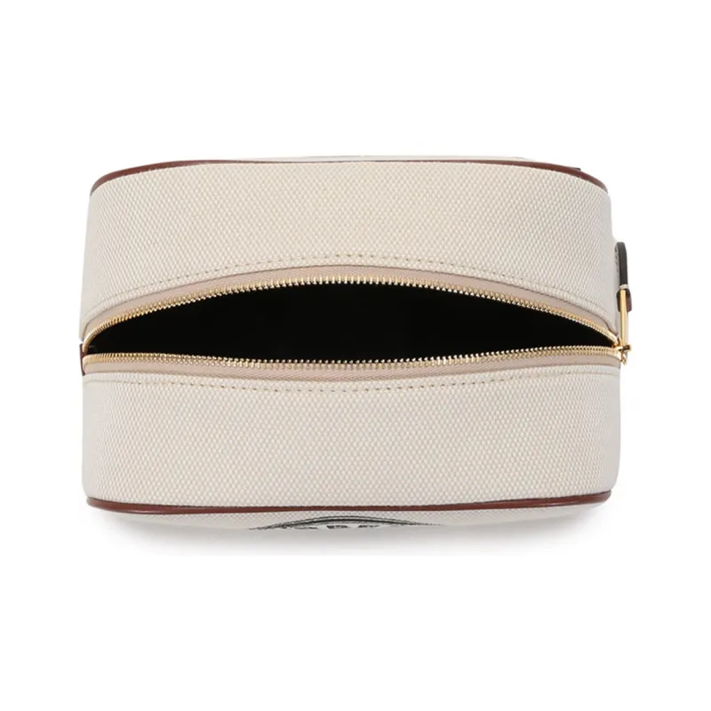 Burberry Fabric Clutch Canvas Bag Makeup Bag Toiletry Bag Small Size Women's White/Tan-5