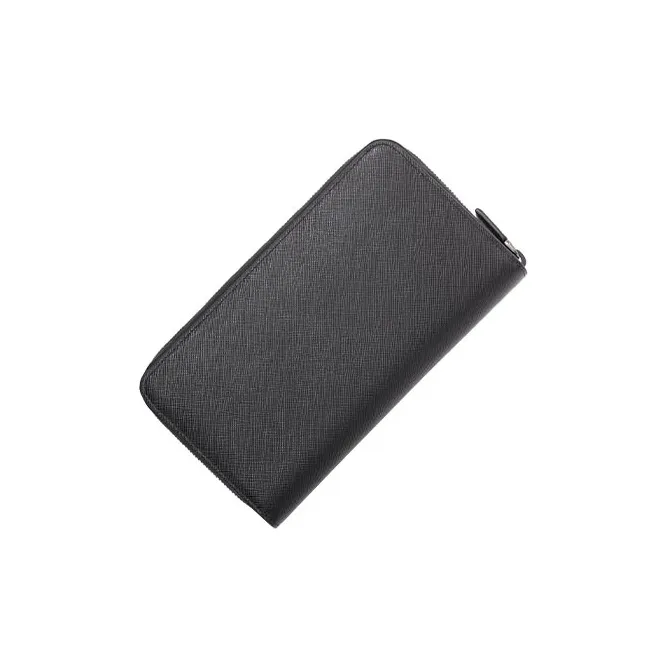 PRADA Cow Leather Money Clip Clutch Wallet Large Size Men's Black-2