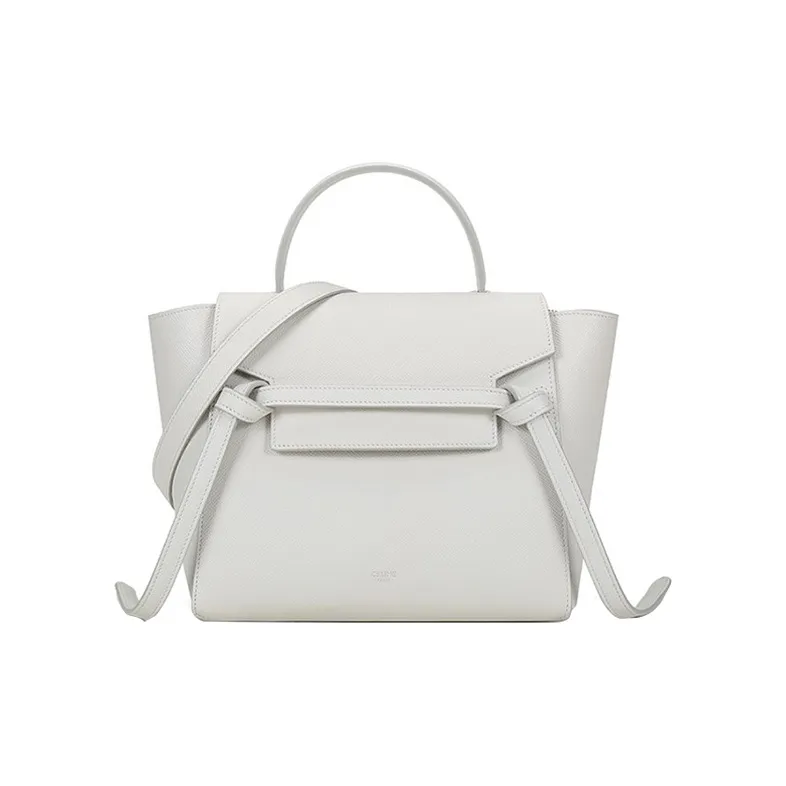 CELINE Belt Grained Calfskin Catfish Bag One Shoulder Handbag Crossbody Bag Women's Candy Color/White-0