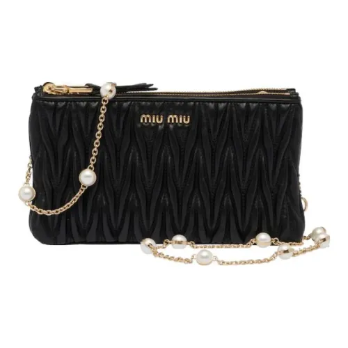 MIU MIU Nappa Leather Handheld Shoulder Bag Women's Black