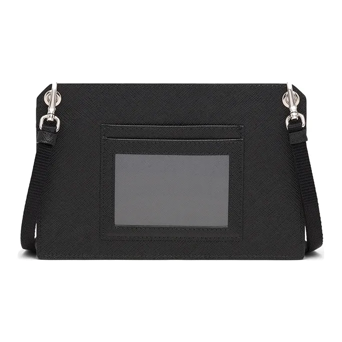PRADA Leather Crossbody Bag, Shoulder Bag Men's Black-2