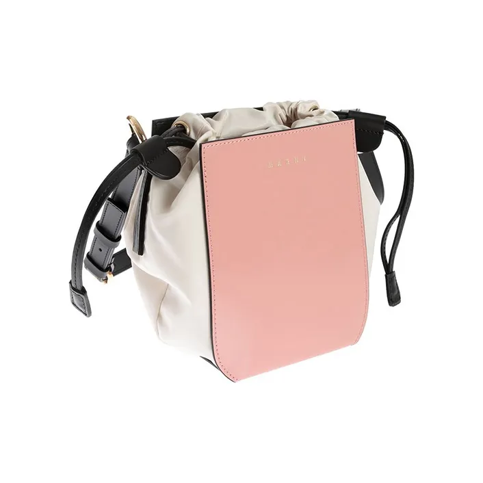 MARNI Cow Leather Crossbody Bag Women's White/Pink-1