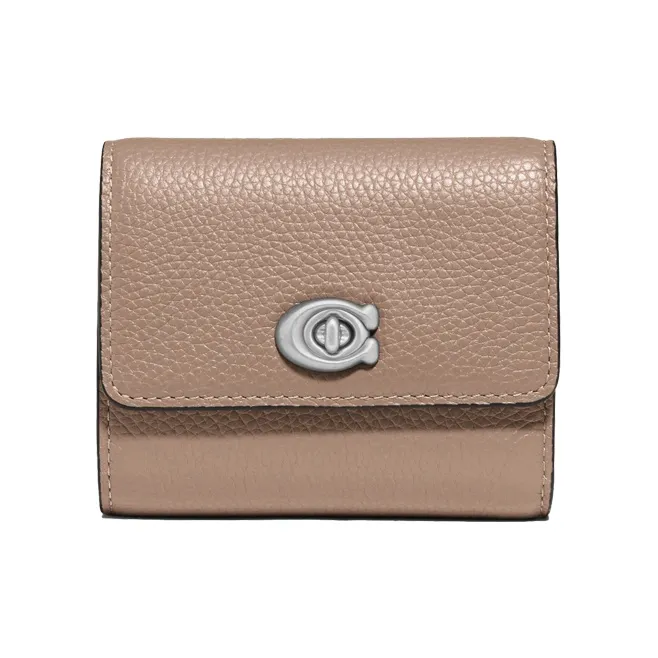 COACH Turnlock Leather Wallet Women's Nude Pink-0