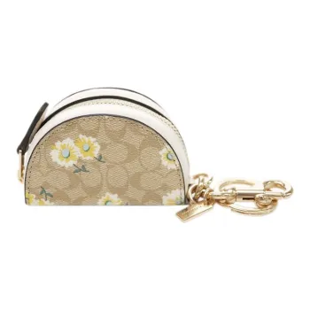 COACH Canvas With Leather Coin Purse Women's Light Khaki White