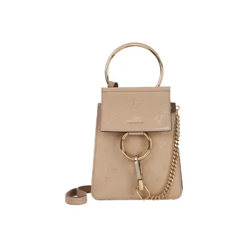 Chloe Faye Smooth Calf Leather Handbag Shoulder Bag Crossbody Bag Small Size Women's Taupe