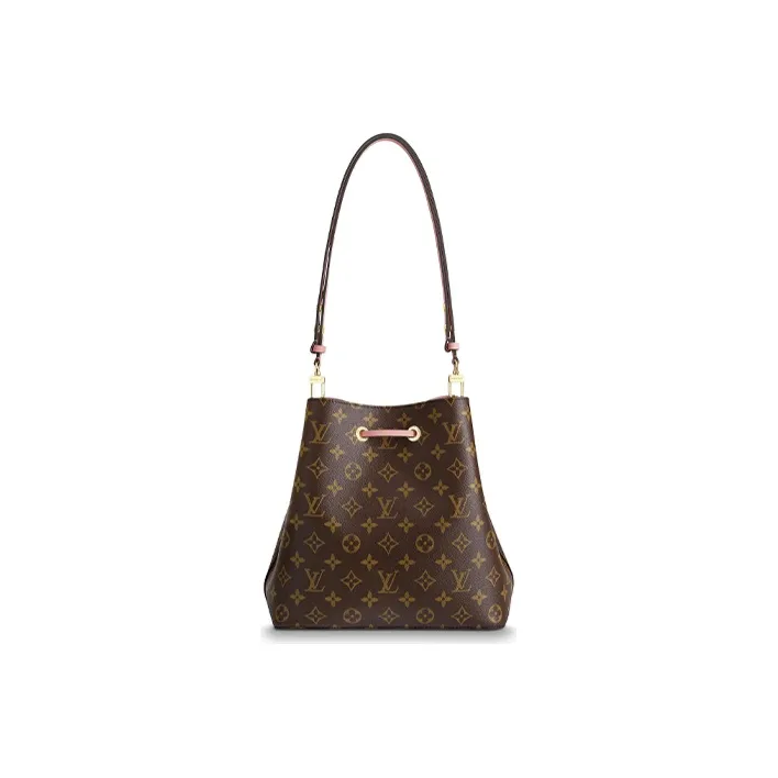 LOUIS VUITTON Coated Canvas With Leather Bucket Bag, One Shoulder Handbag Regular Women's Brown-2