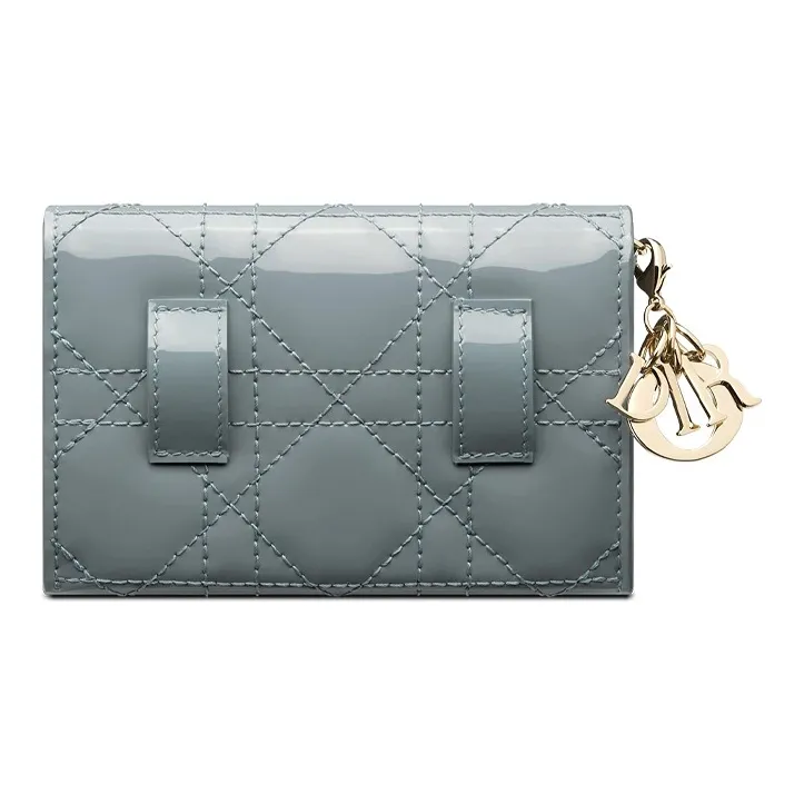 DIOR Lady Dior Patent Leather Cow Leather Handbag Shoulder Bag Women's Cloud Blue-2