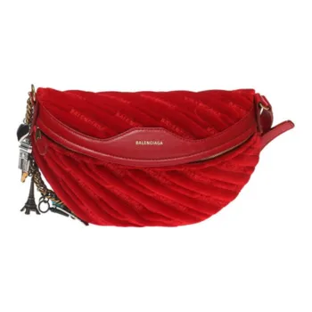 Balenciaga Velvet Shoulder Bag Women's Red