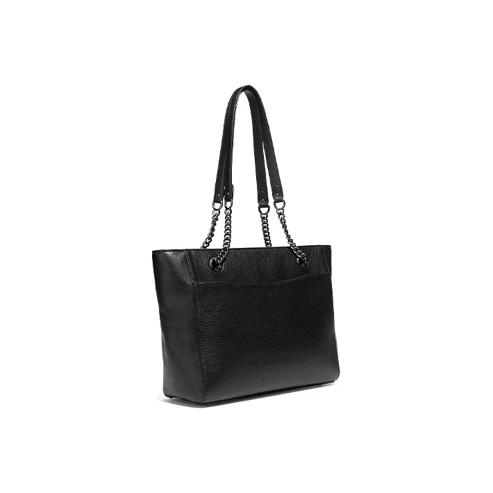 COACH Cammie Pebbled Leather Tote Bag, Shopping Bag, Shoulder Bag Women's Black-1