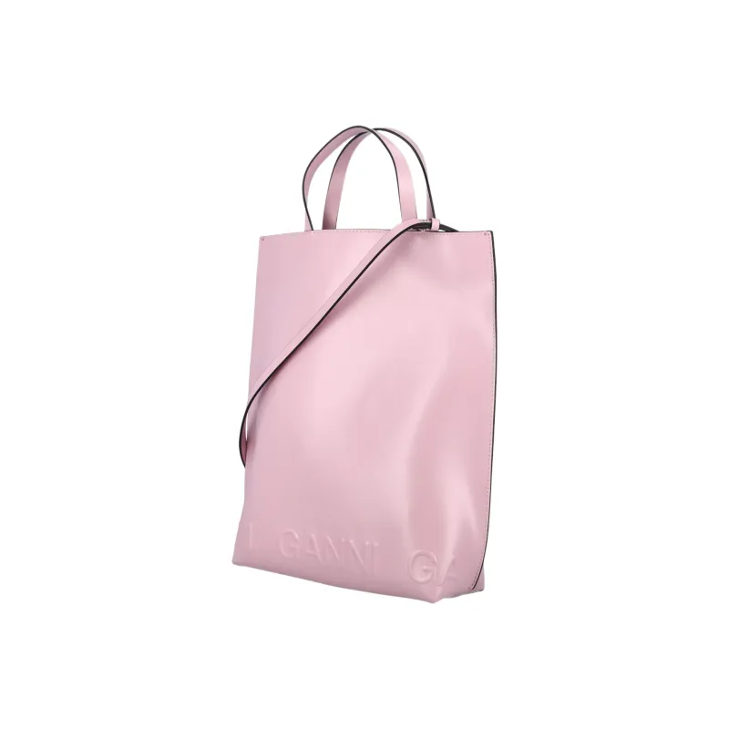 GANNI Recycled Leather Tote Crossbody One Shoulder Handbag Women's Pink-1