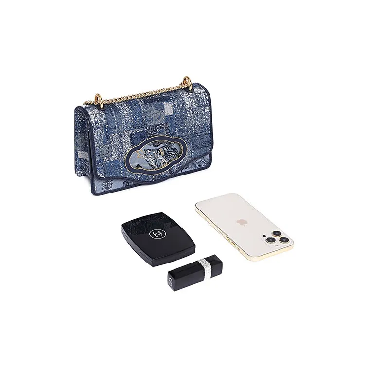 FION Fabric Small Square Bag Shoulder Bag, Crossbody Bag Women's Blue/Dark Blue-3
