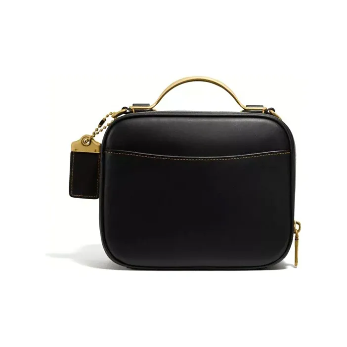 COACH Riley Leather Small Square Bag Camera Bag Handbag Shoulder Bag Crossbody Bag Small Size Women's Black-3