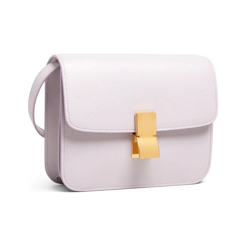 CELINE Classic Bo Cow Leather Block Bag Handbag Crossbody Bag Shoulder Bag Small Size Women's Lavender Gray-1