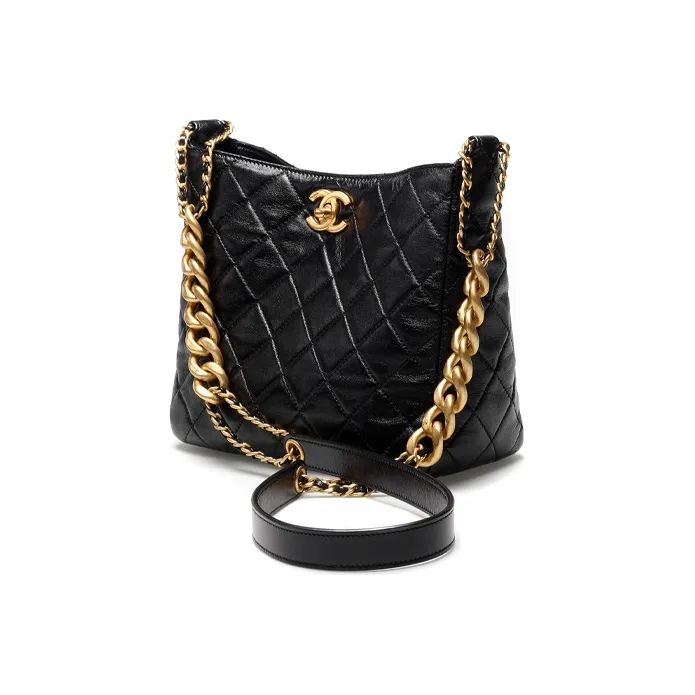 CHANEL Lambskin Tote Bag, Shopping Bag, Crossbody Bag, One Shoulder Handbag Women's Black-1