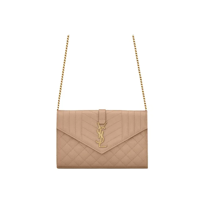 SAINT LAURENT Cow Leather Wallets Shoulder Bag Crossbody Bag Regular Women's Dark Beige-0