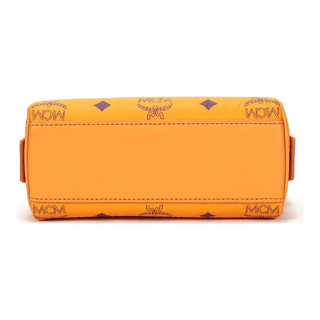 MCM Essential Visetos Origina Canvas Boston Pillow Bag, Crossbody, One Shoulder, Handbag Women's Bright Orange-4